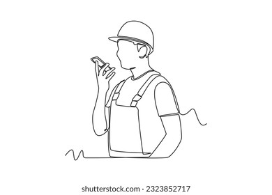 Single one line drawing Speech recognition device concept. Voiceover. Continuous line draw design graphic vector illustration.