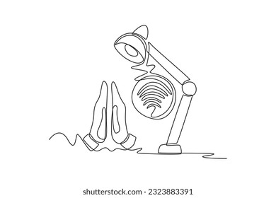 Single one line drawing Speech recognition device concept. Voiceover. Continuous line draw design graphic vector illustration.