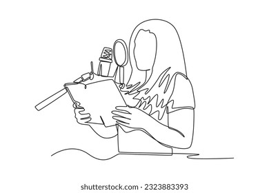 Single one line drawing Speech recognition device concept. Voiceover. Continuous line draw design graphic vector illustration.