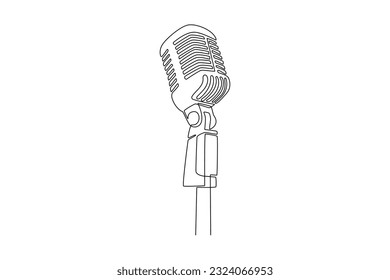 Single one line drawing Speech recognition device concept. Voiceover. Continuous line draw design graphic vector illustration.