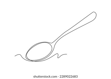 Single one line drawing spoon. Tableware concept. Continuous line draw design graphic vector illustration.