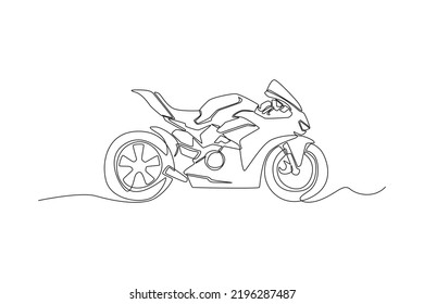 Single one line drawing sport motorcycle. vehicle concept. Continuous line draw design graphic vector illustration.