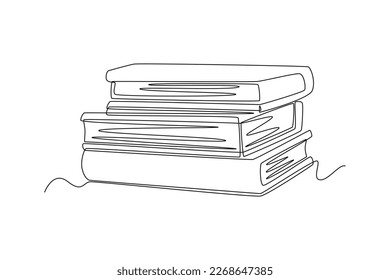 Single one line drawing Stack of books.  World book day concept. Continuous line draw design graphic vector illustration.