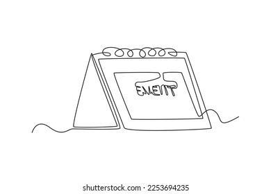 Single one line drawing standing calendar. Event planner concept. Continuous line draw design graphic vector illustration.