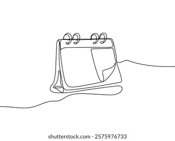 Single one line drawing Standing Calendar icon. Planning and scheduling concept. Continuous line draw design graphic vector illustration.