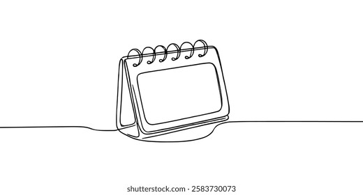 Single one line drawing Standing Calendar icon. Planning and scheduling concept. Continuous line draw design graphic vector illustration.	
