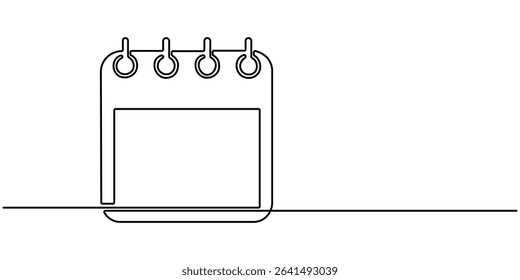 Single one line drawing Standing Calendar icon. Single line continuous editable desktop calendar drawing. Planning and scheduling concept. Continuous line draw design graphic vector illustration.