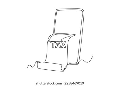 Impuesto de dibujo de una sola línea en un smartphone. Concepto fiscal. Ilustración gráfica de vector de diseño de línea continua.