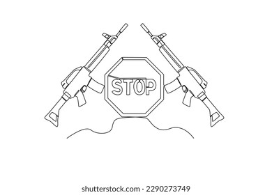 Single one line drawing terrorism is a crime. Anti terrorism concept. Continuous line draw design graphic vector illustration.