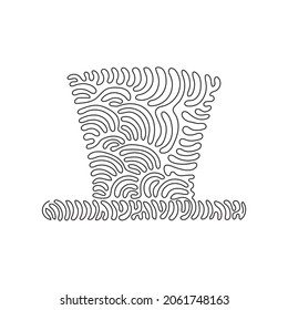 Single one line drawing top hat isolated icon logo symbol. Dark cylinder hat. Magic hat isolated on white background. Swirl curl style. Modern continuous line draw design graphic vector illustration