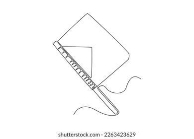 Single one line drawing traditional Indonesian fan for making Satay. Electricity home appliance concept. Continuous line draw design graphic vector illustration.