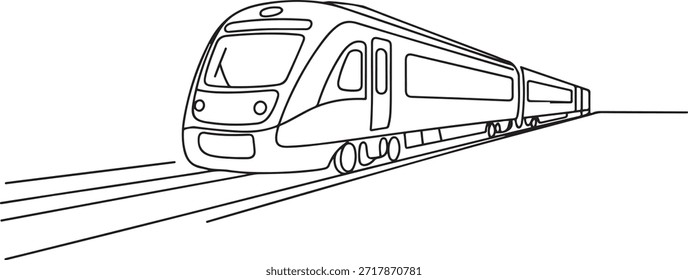 Single one line drawing of train seen from the front prepares to carry passengers quickly, safely and comfortably to their destination. one line Icon drawing