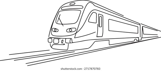 Single one line drawing of train seen from the front prepares to carry passengers quickly, safely and comfortably to their destination. one line Icon drawing
