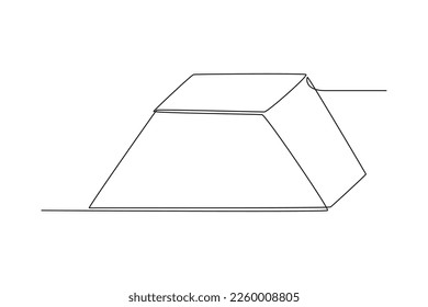 Single one line drawing trapezoidal prism. Geometric shapes concept. Continuous line draw design graphic vector illustration.