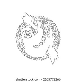 Single one line drawing of the tree dwelling mammal abstract art. Continuous line draw graphic design vector illustration of adorable sloth for icon, symbol, company logo, poster wall decor