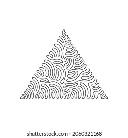 Single one line drawing triangle icon on white background. Flat style. Triangle icon for your web site design, logo. Triangle symbol or sign. Swirl curl style. Continuous line draw vector illustration