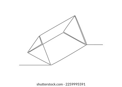 Single one line drawing triangular prism. Geometric shapes concept. Continuous line draw design graphic vector illustration.