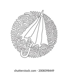 Single one line drawing umbrella close parasol handle rain object accessory. Water protection sign. Rainy weather symbol. Swirl curl circle background style. Modern continuous line draw design graphic
