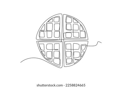 Single one line drawing Waffles sweet. Breakfast Concept. Continuous line draw design graphic vector illustration.