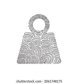 Single one line drawing weight icon. Bodybuilding tools vector graphic pictogram symbol clip art. Doodle sketch black sign. Swirl curl style. Modern continuous line draw design vector illustration