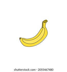 Dibujo de una sola línea de plátano orgánico completo sano para la identidad del logo de huerto. Nuevo concepto de herencia tropical para ícono de jardín de frutas. Ilustración vectorial de diseño de dibujo gráfico de línea continua moderna