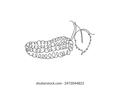 Dibujo de una sola línea de productos orgánicos saludables para la identidad del logotipo de morera de huerto. Concepto de fruta de baya fresca para el icono de jardín de frutas. Ilustración vectorial gráfica moderna de diseño de dibujo de línea continua