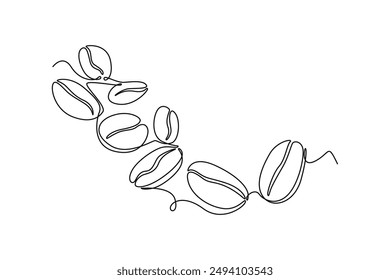 Single one line drawing whole healthy organic coffee bean for restaurant logo identity. Fresh aromatic seed concept for coffee shop icon. Modern continuous line draw design graphic vector illustration