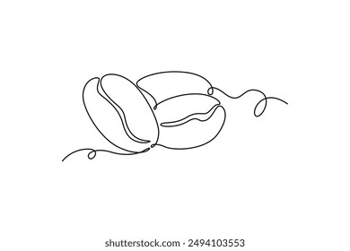 Dibujo de una sola línea de grano de café orgánico entero sano para la identidad del logotipo del restaurante. Icono de bebida de café concepto de semilla aromática fresca. Ilustración vectorial gráfica moderna de diseño de dibujo de línea continua