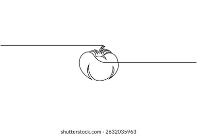 Single one line drawing of whole and sliced healthy organic tomatoes for farming logo, Continuous one line several red tomato isolated on white background. Simple vegetable silhouette.
