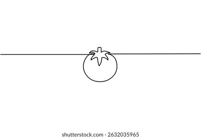 Single one line drawing of whole and sliced healthy organic tomatoes for farming logo, Continuous one line several red tomato isolated on white background. Simple vegetable silhouette.