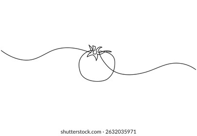 Single one line drawing of whole and sliced healthy organic tomatoes for farming logo, Continuous one line several red tomato isolated on white background. Simple vegetable silhouette.