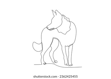 Single one line drawing of a wolf. Continuous line draw design graphic vector illustration.
