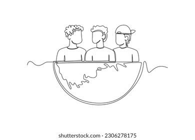 Single one line drawing world population day concept. Continuous line draw design graphic vector illustration.