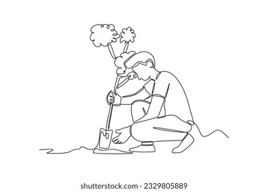 Single one line drawing world ozone day concept. Continuous line draw design graphic vector illustration.