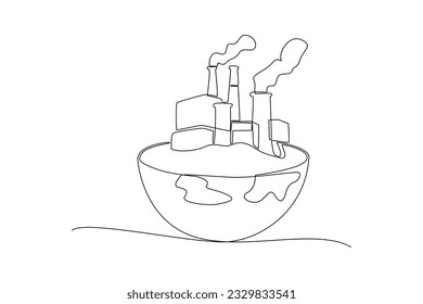 Single one line drawing world ozone day concept. Continuous line draw design graphic vector illustration.