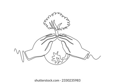 Concepto del Día Mundial del Ozono en una sola línea. Ilustración gráfica de vector de diseño de línea continua.