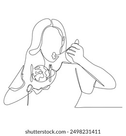 Single one line drawing World food day concept Continuous line draw design graphic vector illustration, World food day sign