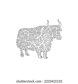 Single one line drawing of yak long haired abstract art. Continuous line drawing graphic design vector illustration of yak heavily built animals for icon, symbol, logo, sign, poster wall decor