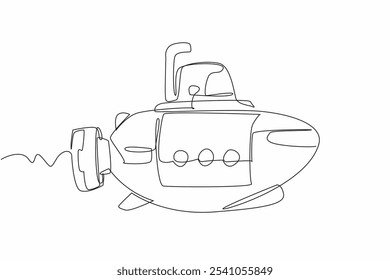 Single one line drawing the yellow submarine. Naval vehicles to maintain sovereignty in water areas. Ships of military importance. National Submarine Day. Continuous line design graphic illustration