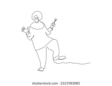 Single one line drawing of young male clown pose standing while holding juggler. Professional work profession and occupation minimal concept. Hand made vector not AI. 