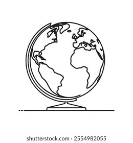 single one line globe silhouette on white background
