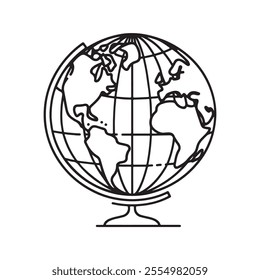 single one line globe silhouette on white background
