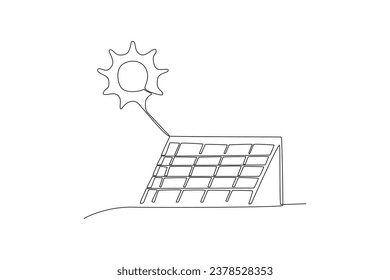 Illustration mit einer einzigen Zeile
Sonnen- und Solarpaneele. einfache Windturbinen-Stromlinie, Vektorgrafik