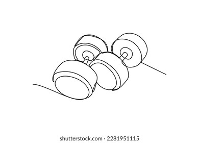 Single one-line drawing barbel gym for home workouts. fitness tools concept. Continuous line drawing design graphic vector illustration.