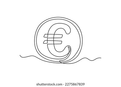 Single one-line drawing euro coin currency from Germany. Country currency concept continuous line draw design graphic vector illustration