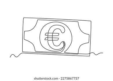 Single one-line drawing euro paper currency from Germany. Country currency concept continuous line draw design graphic vector illustration