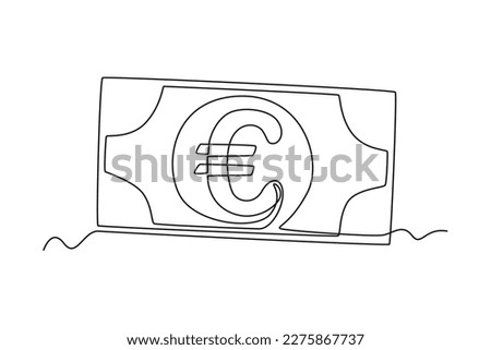 Single one-line drawing euro paper currency from Germany. Country currency concept continuous line draw design graphic vector illustration