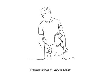 Single one-line drawing of a father and son. Father's Day concept. Continuous line draw design graphic vector illustration.