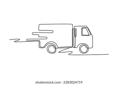 Single one-line drawing a free and fast shopping e-commerce icon car. E-Commerce concept continuous line draw design graphic vector illustration