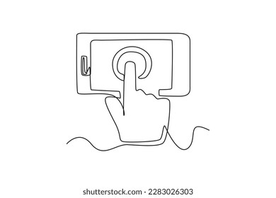 Dibujar una sola línea con una mano haga clic en el icono de comercio electrónico. Ilustración vectorial del diseño de trazos de línea continua del concepto de comercio electrónico